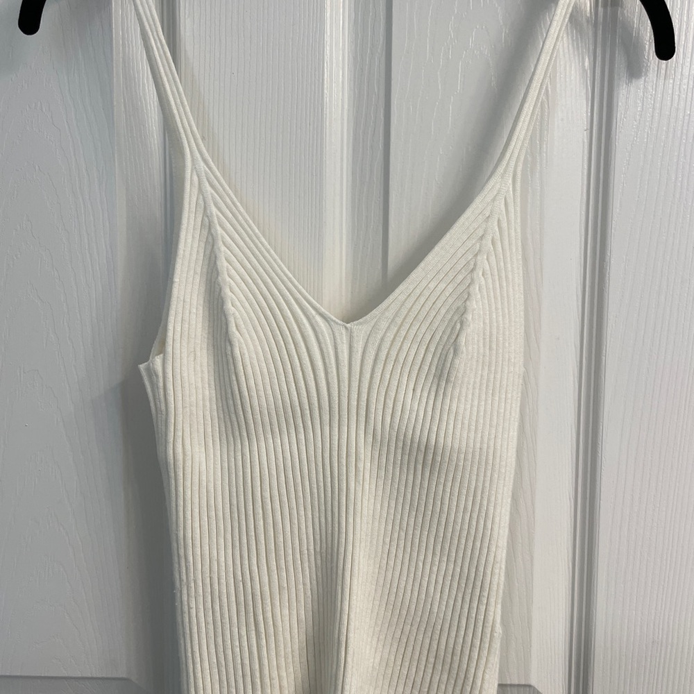 H&M White Ribbed Camisole Top